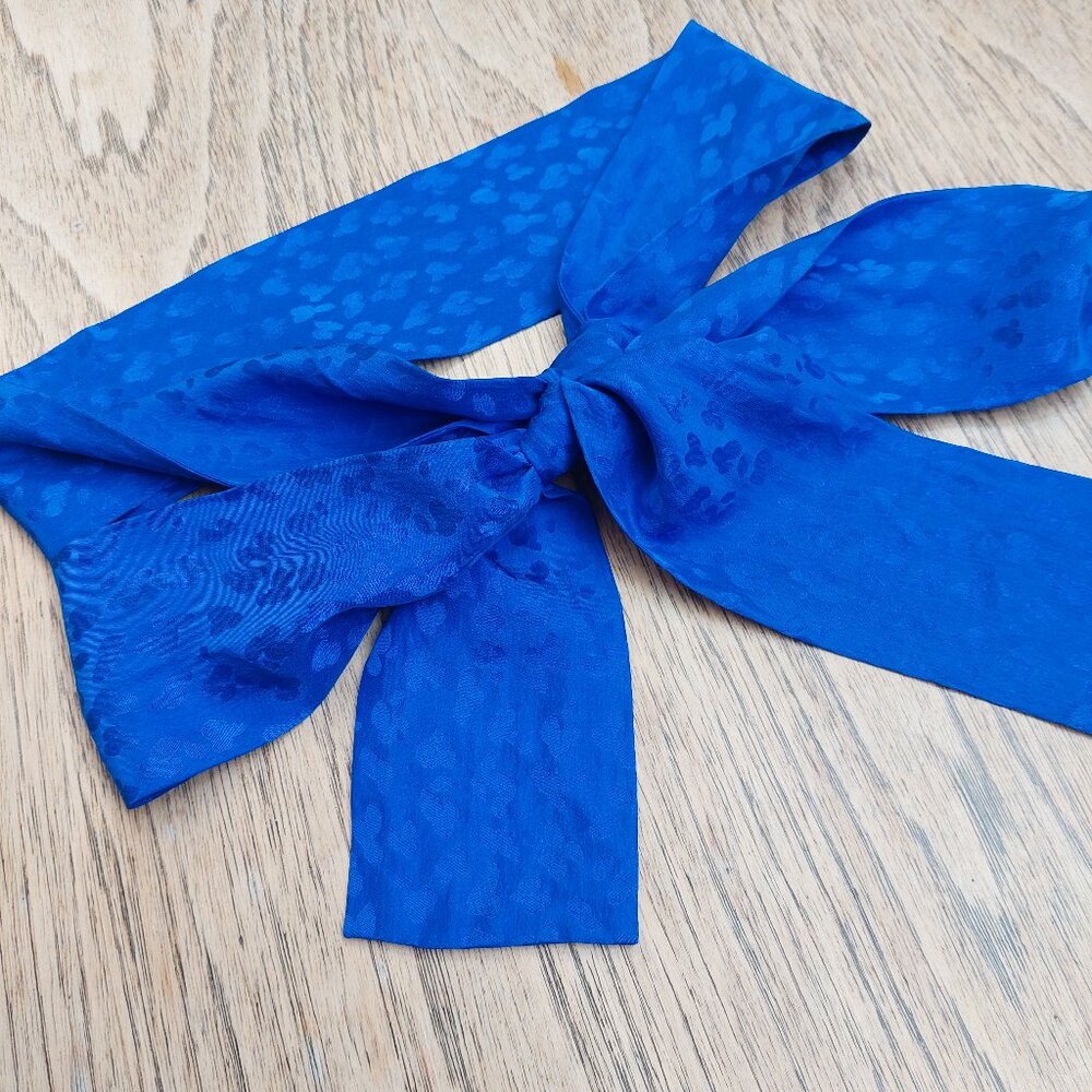 FREE WITH PURCHASE Wide blue satin sash tie belt
